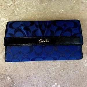 COACH Blue Wallet with Removable Check Book Holder